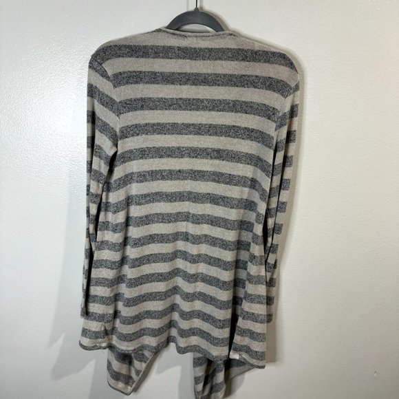 Knox Rose Cardigan Sweater Size Small S White Gray Striped French Terry - Picture 8 of 9